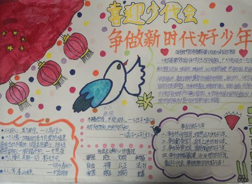 喜迎少代会争做新时代好少年龙园小学六年级三班手抄报展示美