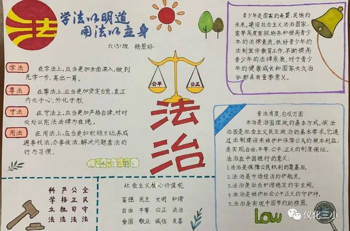 小学生法制宣传手抄报法治手抄报精选13张