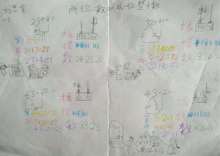 数学画《两位数加减整十数一位数》