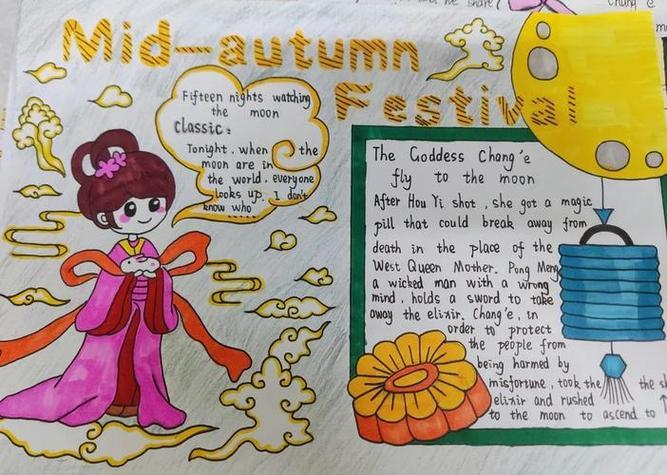 中秋节midautumnfestival学生们用中秋主题英文手抄报用英语讲