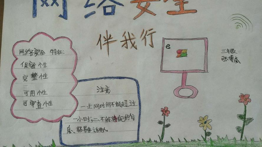 大交中心校贺水小学三年级学生网络安全手抄报