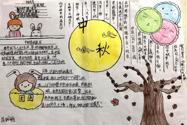 中秋节手抄报简单漂亮好画五年级图片手抄报版面设计学笔画