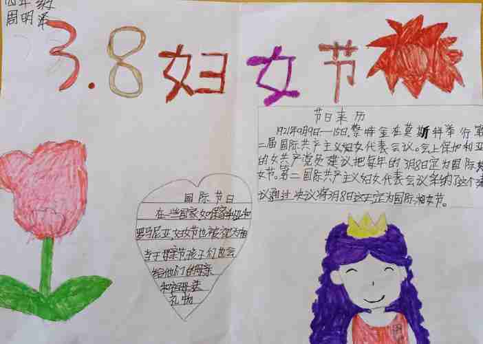 春风十里感谢有你金凤小学四年级庆祝三八妇女节手抄报展示