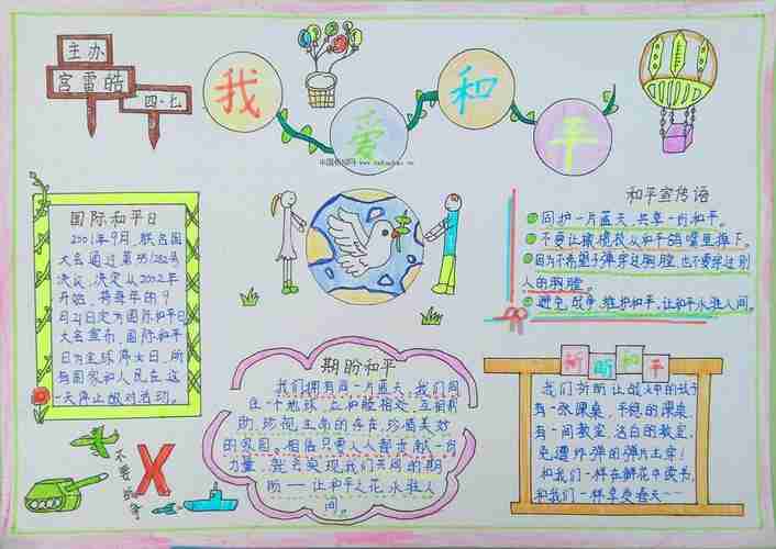 我爱和平手抄报版面设计图小学生手抄报老师板报网