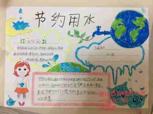 坚持节水优先建设幸福河湖银川西夏德胜小学节约水资源优秀手抄