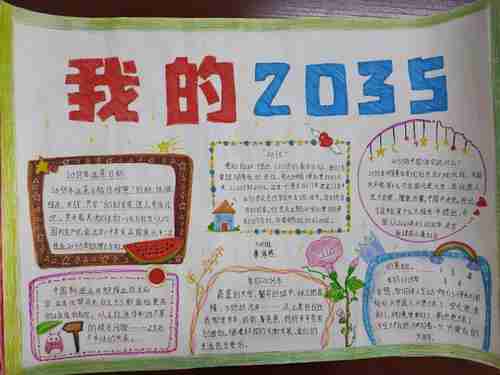 学习十九届五中全会精神畅想2035十中集团150团中学2035手抄报优