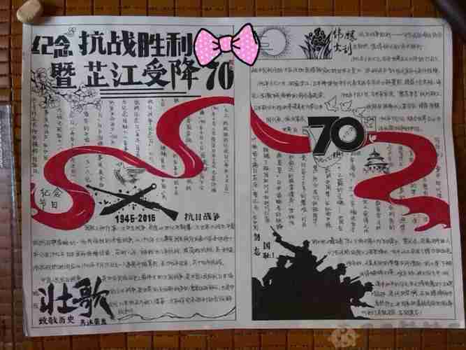 庆祝抗战胜利手抄报抗战胜利75周年手抄报毛毛简笔画