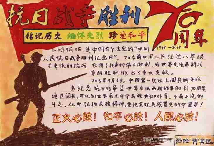 纪念抗战胜利70周年手抄报图片二纪念抗战胜利70周年手抄报图片三