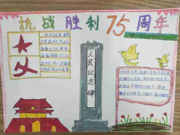 纪念抗战胜利75周年手抄报评比活动毓秀路小学文兴校区五3