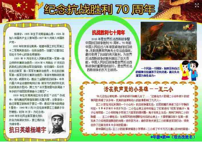 抗战胜利70周年手抄报资料抗战胜利70周年手抄报资料官方免费下