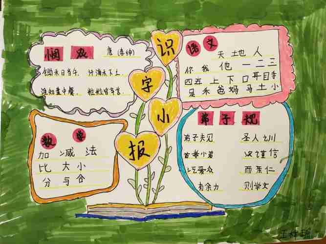 趣味识字乐在其中碾上小学一1班识字小报展示活动美篇