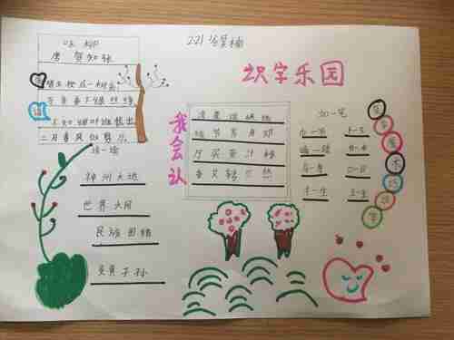 停课不停学识字乐趣多章丘双语学校二年级识字手抄报活动