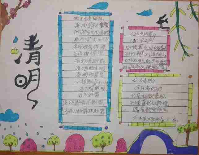 崔桥小学三年级清明手抄报小学三年级手抄报