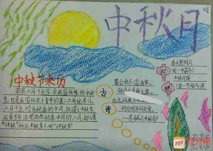 一年级小学生中秋节手抄报图片漂亮简单的