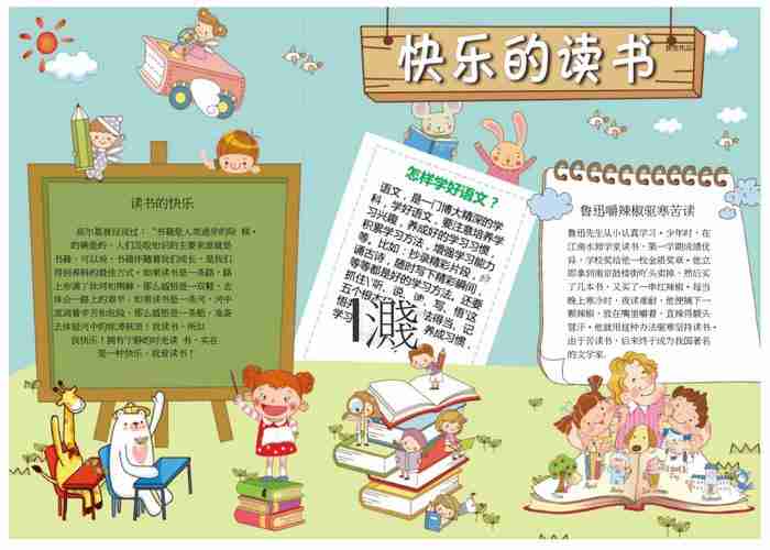 获奖作品成品带内容文字电子小报可爱卡通儿童读书小报word