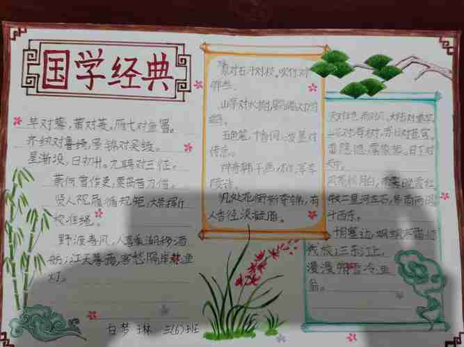 品国学经典写书香校园唐县第三小学三年级国学经典手抄报评选活