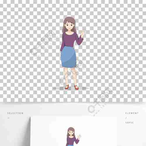 手绘卡通职业人物女性商务人员矢量人物女模板免费ai格式2000像
