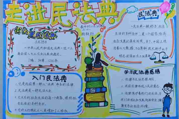 适合给小学生讲的民法典手抄报小学生手抄报