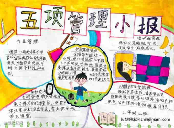 中小学生五项管理手抄报图片智慧妈咪网