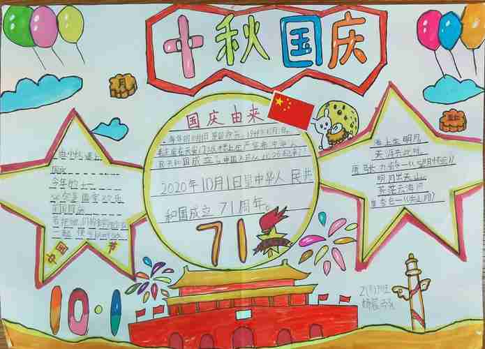 迎国庆贺中秋主题手抄报作品展三亚市八一小学二3班美