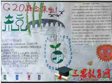 2023年迎接g20我来画文明手抄报版面设计图片