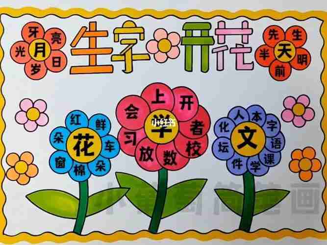 生字开花手抄报识字小报