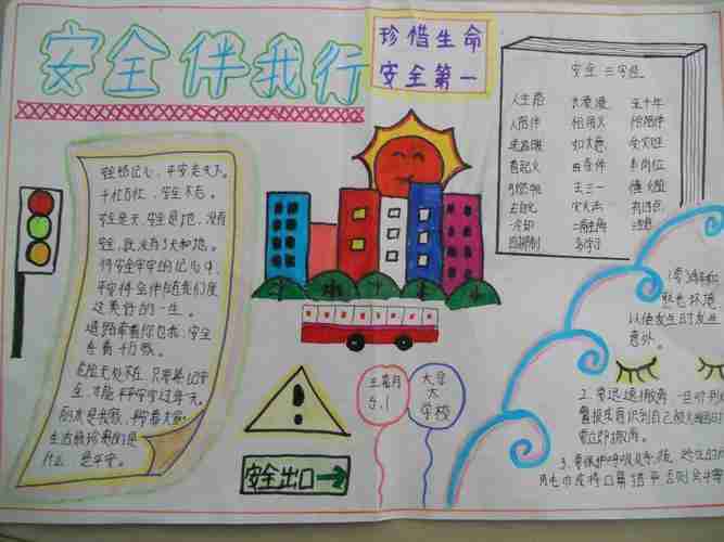 小学生安全教育手抄报安全在我身旁小学生假期安全教育手抄报安全