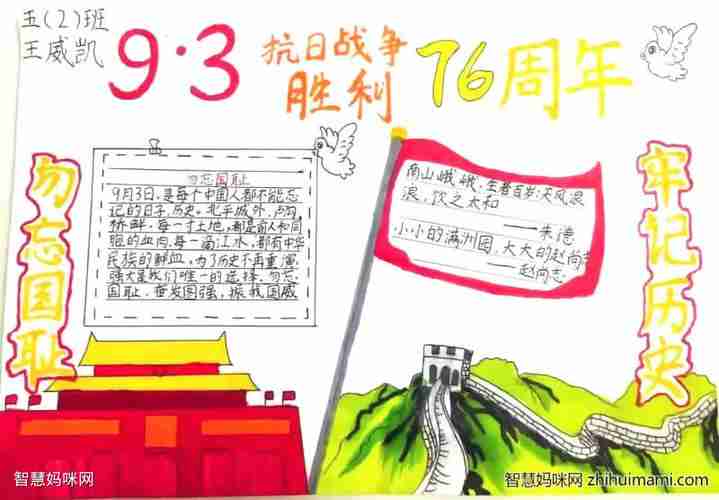 抗战胜利76周年手抄报绘画一等奖智慧妈咪网