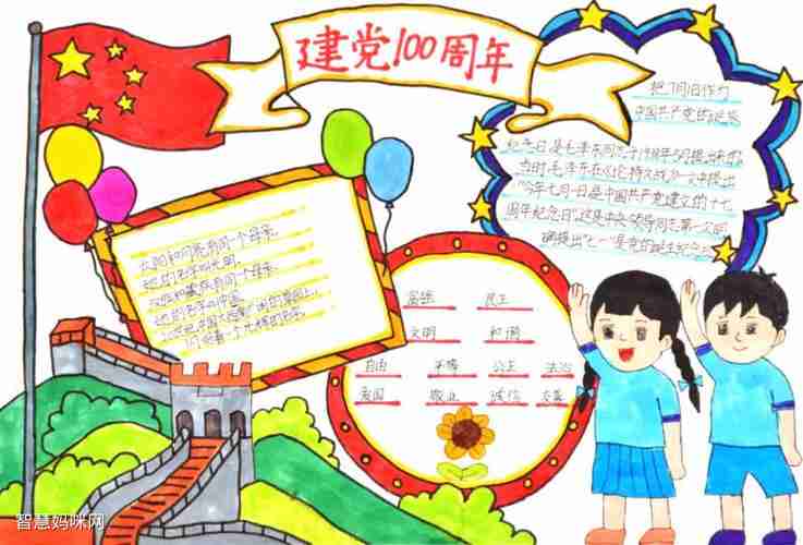 小学生庆建党100周年手抄报获奖作品智慧妈咪网