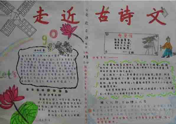 诗歌手抄报:走进古诗文手抄报小学课外阅读五年级沪江小学资源网