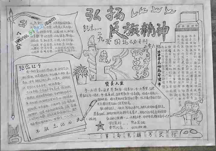 弘扬民族精神手抄报资料图片手抄报版面设计学笔画