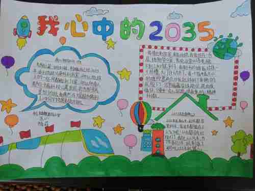 红领巾小创客杭锦旗第四小学我心目中的2035手抄报征集美篇