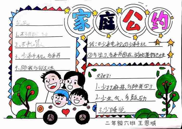 家庭文明公约手抄报小学精选10张