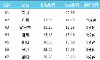 深圳到岳阳的火车