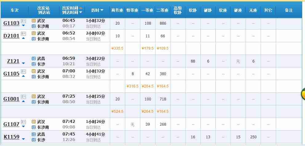 长沙南到武汉高铁站要几小时