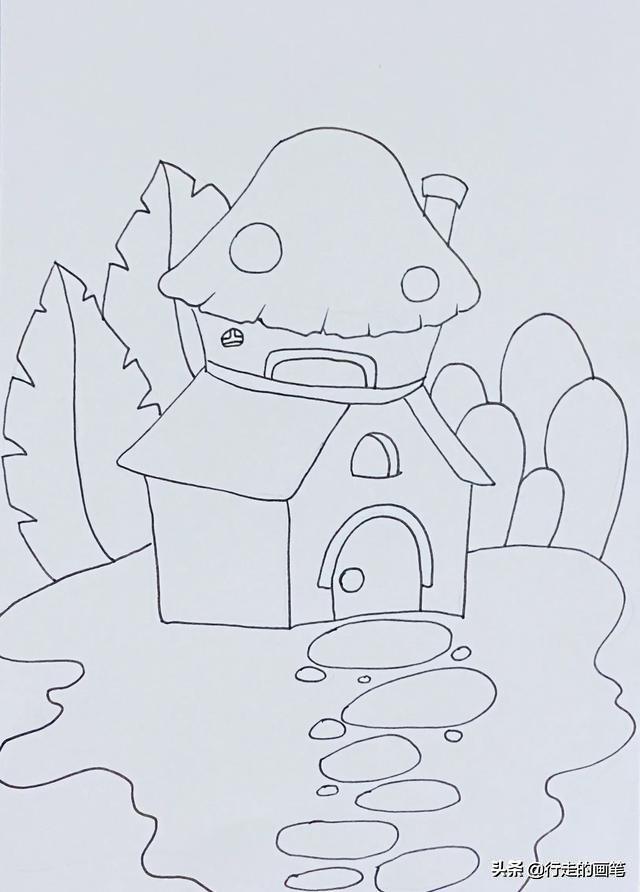 儿童简单画的小房子（森林里的小房子）(1)