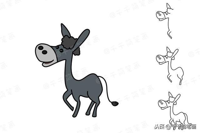 儿童画画8-10岁 简笔画 小动物（豹子小鹿小驴等可爱动物简笔画）(13)
