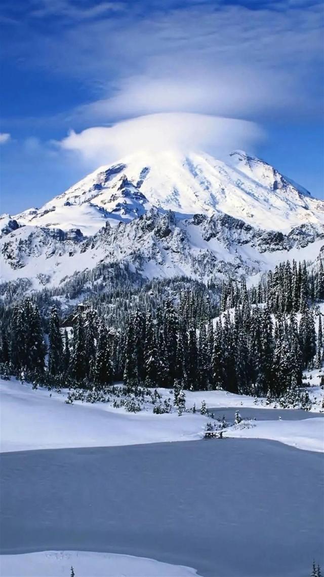 雪山风景手机壁纸大图竖屏（雪山美景图精美手机壁纸）(4)