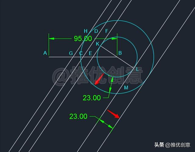 cad平面机械图制图教程（构造线绘制竞赛图）(15)