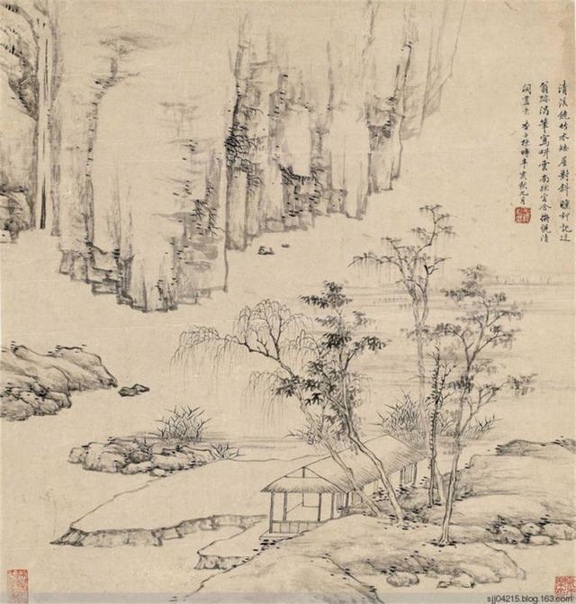 查士标简介和真品山水图（清代.查士标作品精选）(16)