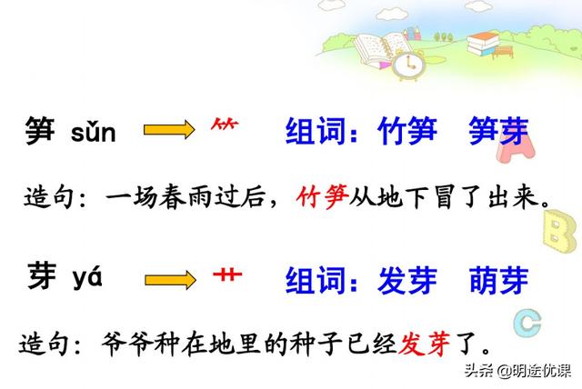 二年级笋芽儿生长过程同步练习（二年级下笋芽儿孩子是否掌握好了）(6)