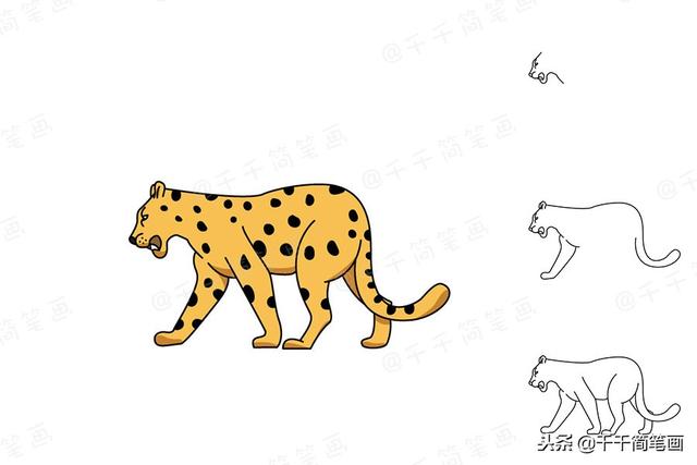 儿童画画8-10岁 简笔画 小动物（豹子小鹿小驴等可爱动物简笔画）(1)