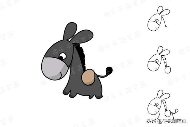 儿童画画8-10岁 简笔画 小动物（豹子小鹿小驴等可爱动物简笔画）(11)