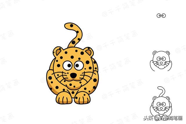 儿童画画8-10岁 简笔画 小动物（豹子小鹿小驴等可爱动物简笔画）(3)