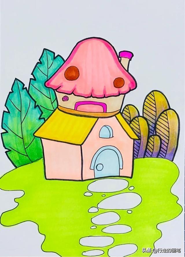 儿童简单画的小房子（森林里的小房子）(3)