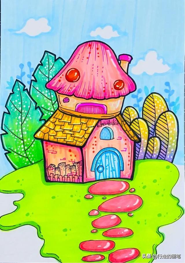 儿童简单画的小房子（森林里的小房子）(6)
