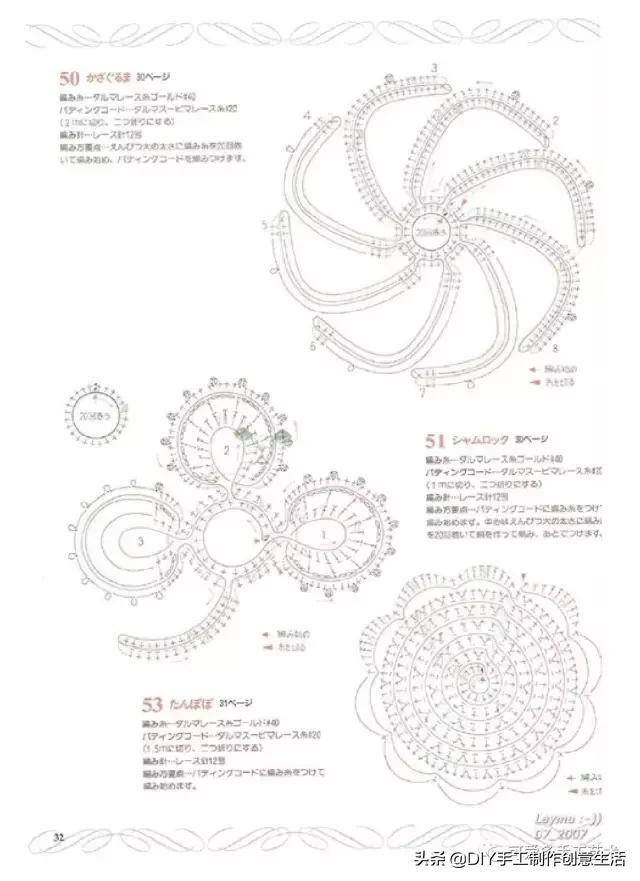 爱尔兰钩针大花边图解（精美的128种爱尔兰蕾丝钩针小花）(39)