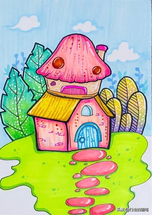 儿童简单画的小房子（森林里的小房子）(5)