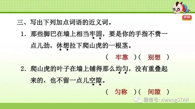 四年级语文上册爬山虎的脚知识点（部编版四年级语文上册第三单元10.爬山虎的脚知识点及练习）(63)