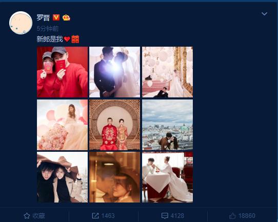 唐嫣罗晋大婚晒婚纱照甜蜜撒糖（唐嫣罗晋晒合影宣布结婚喜讯）(3)